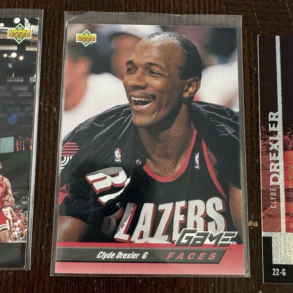Clyde Drexler 12 Card Lot Trail Blazers Hornets NBA Basketball 2x HOF Dream Team - Picture 4 of 12